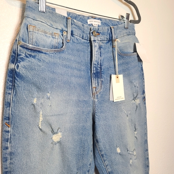 GOOD AMERICAN Good Classic Hi-Rise Distressed Jeans NWT Size 28 - Picture 10 of 12
